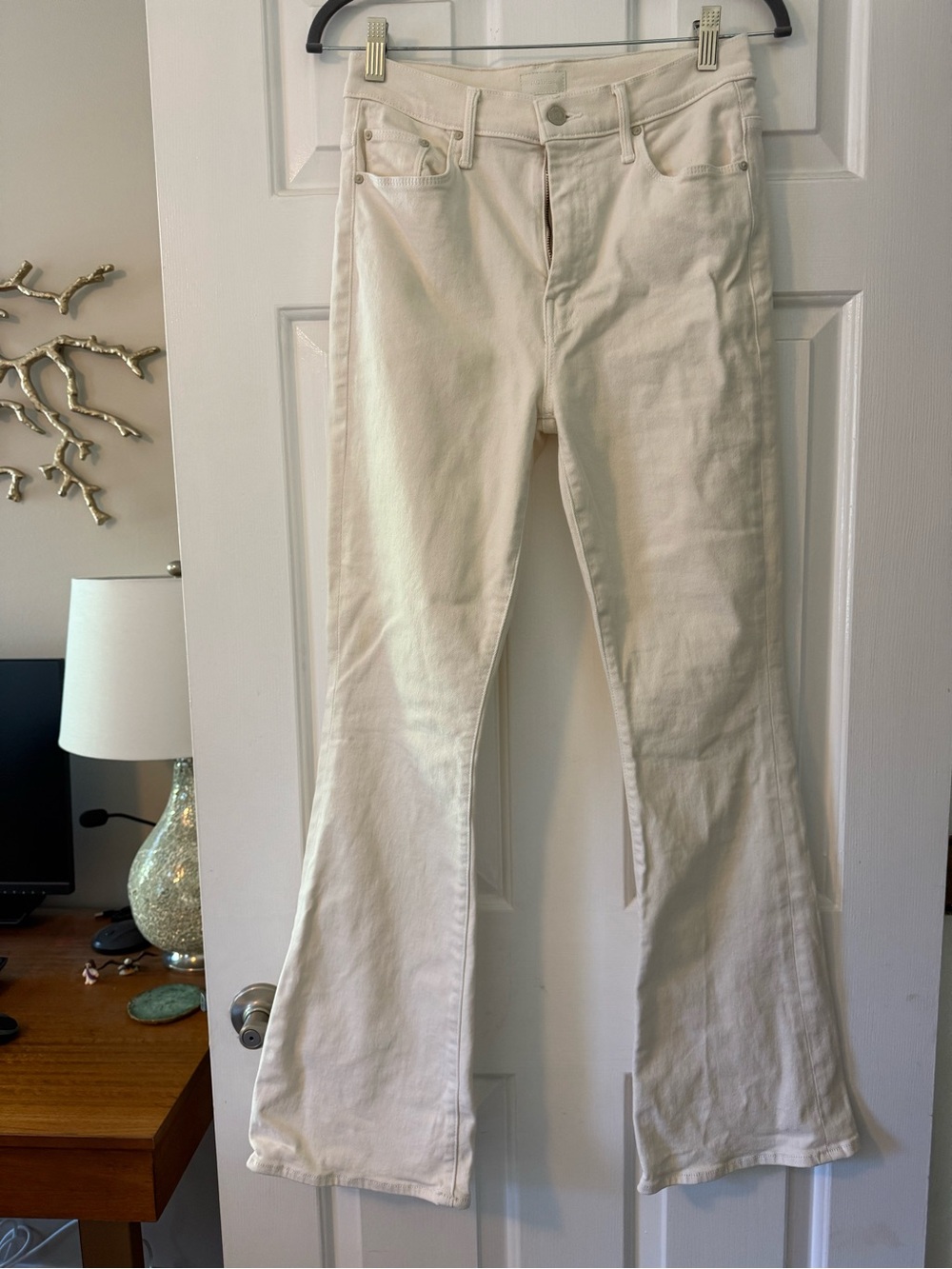 MOTHER Cream Boot Cut Flare Jeans